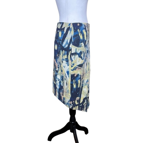 RACHEL Rachel Roy Skirt Size 4 Blue Printed Hardware-Detail Envelope Pencil - Picture 7 of 14